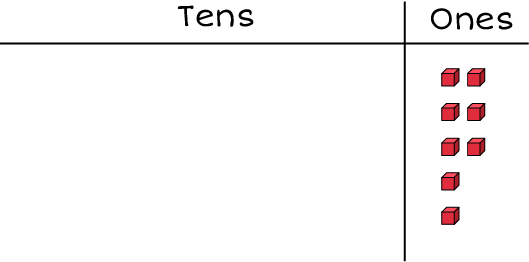 Tens and ones chart: 8 cubes 