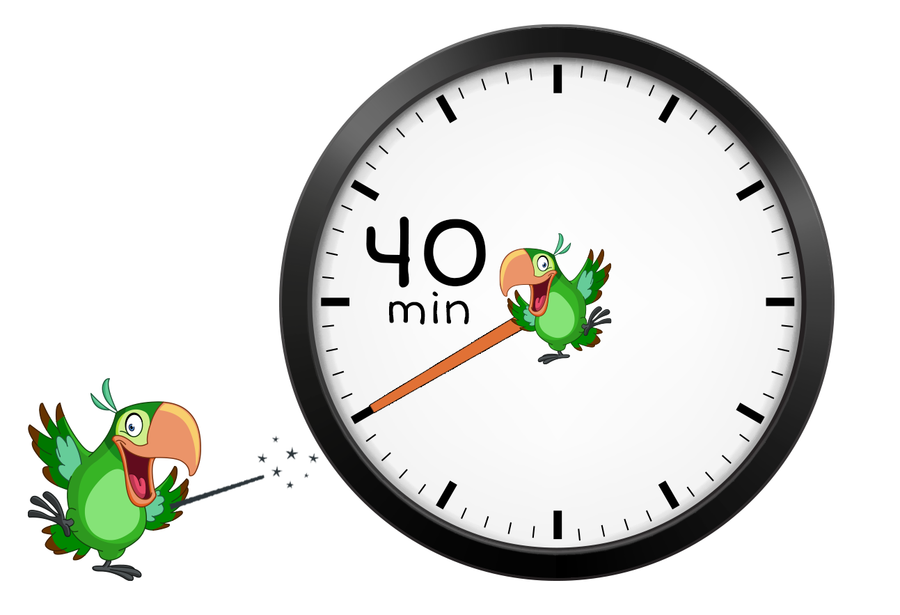 clock with minute hand on 40 minutes