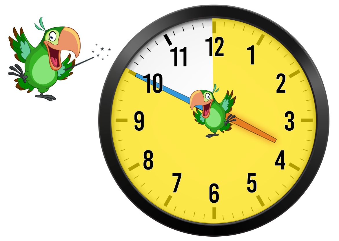 clock set to 3:50 with 50 minutes shaded