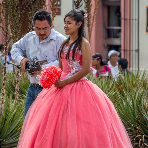 OAXACA, MEXICO - JANUARY, 16,2016: Young 15 Year old Girl Celebrating her quinceañera