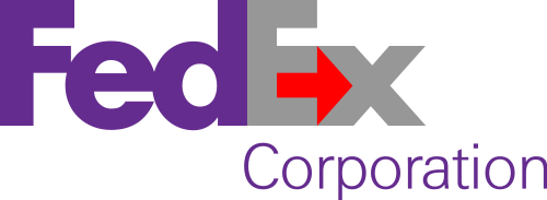 Logo for FedEx with negative space highlighted, showing an arrow