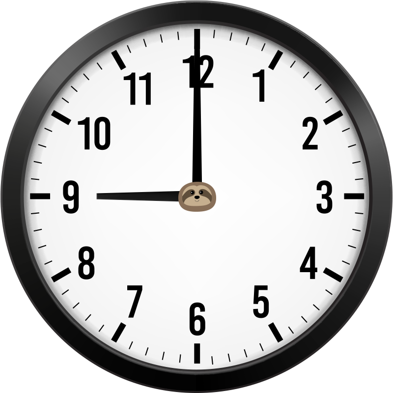 analog clock showing 9:00