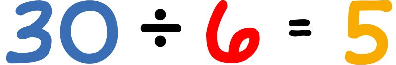 30 divided by 6 equals 5