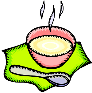 Steaming hot bowl of soup