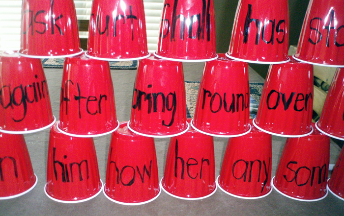 Sight Word Cup Stack