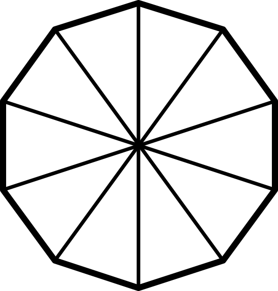 decagon partitioned into 10 equal parts