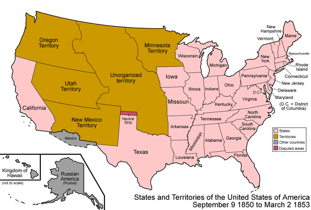 Map of United States in 1850