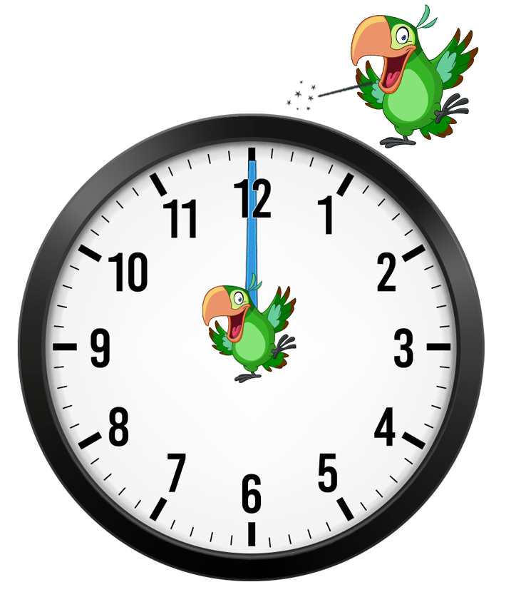clock with minute hand on 12