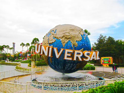 Orlando, USA - January 04, 2014: The famous Universal Globe at Universal Studios Florida theme park.