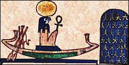 Sun God Ra in a boat