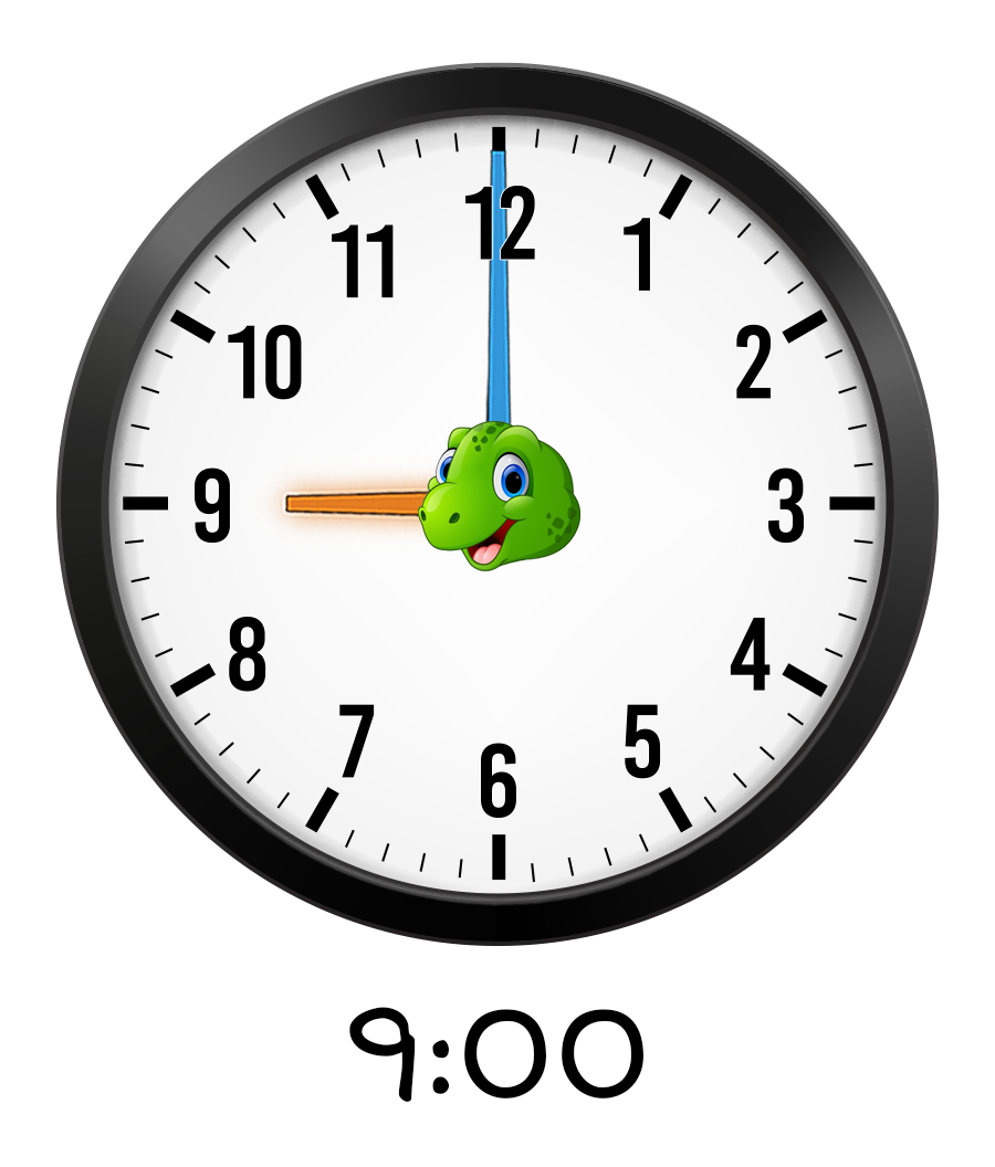 analog clock set to 9:00