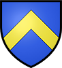 A blue shield showing a gold chevron
