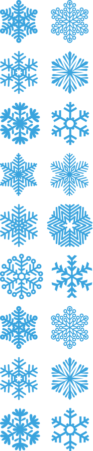 9 rows of 2 snowflakes