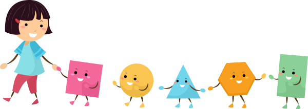 girl with shapes behind her