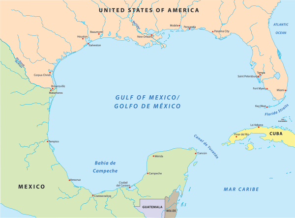 Gulf of Mexico map.