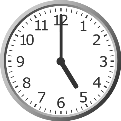 analog clock showing 5:00