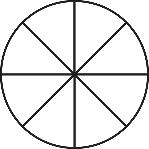 circle partitioned into 8 equal parts