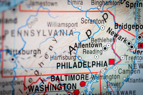 Map view of Philadelphia. (vignette)