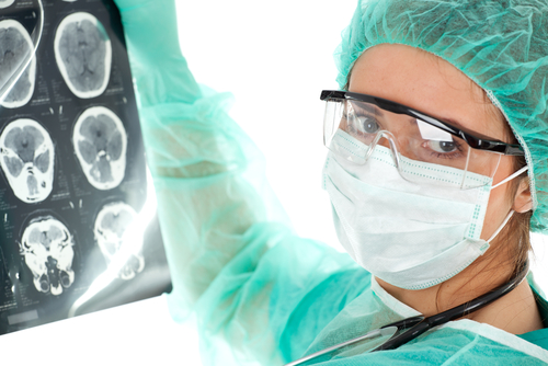 Doctor with CAT scan