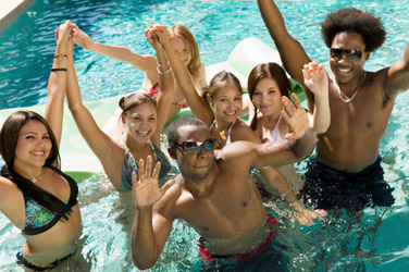 friends at the pool