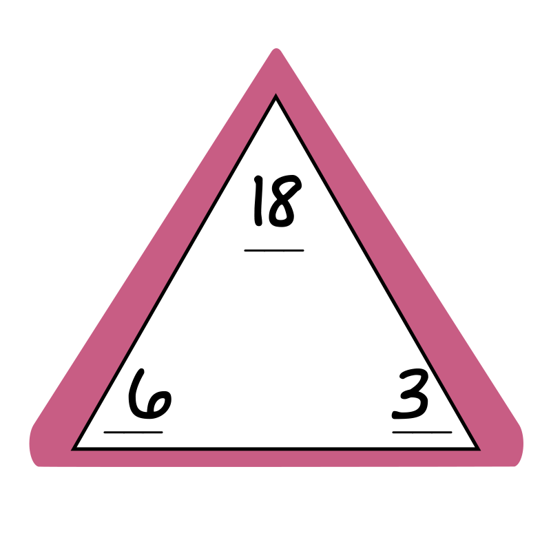 fact family triangle - top: 18, bottom left: 6, bottom right: 3