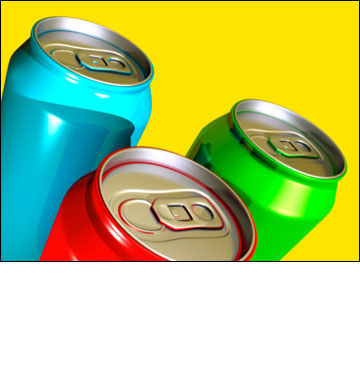 Three soda cans
