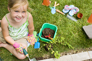 girl gardening