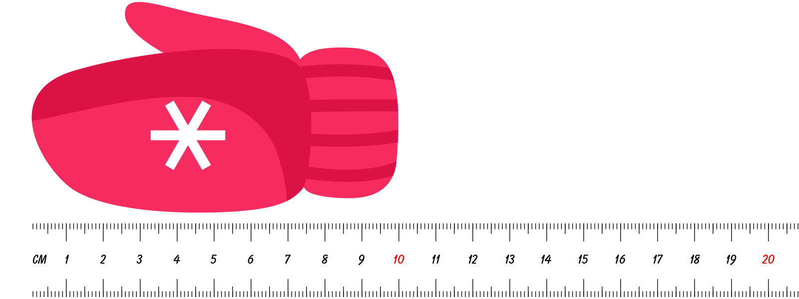 mitten measuring 10 cm long.