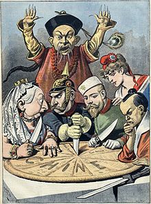 A French cartoon depicting the carving up of China