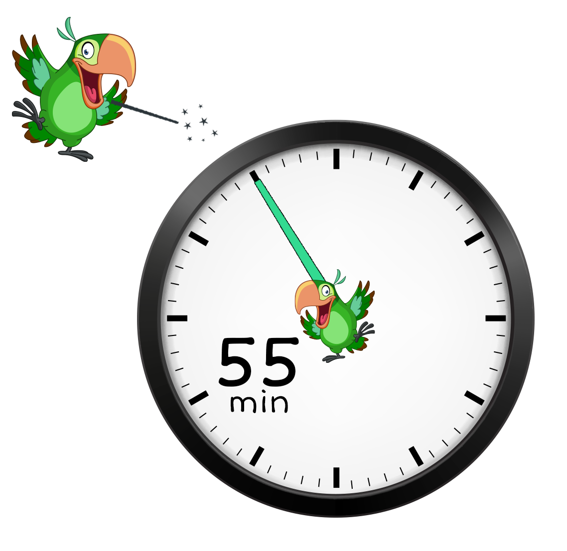 clock with minute hand on 55 minutes