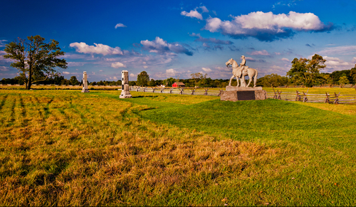 Evening light on the battlefields of Gettysburg, Pennsylvania.