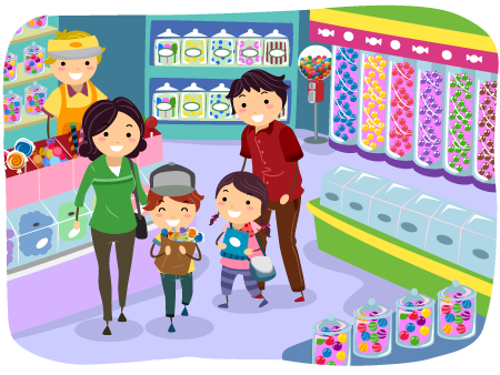 candy store with a few customers