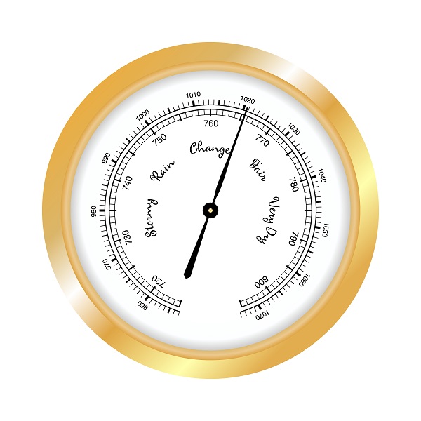 Gold Barometer indicating atmospheric pressure change.