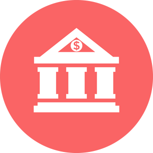 Bank icon with dollar symbol.