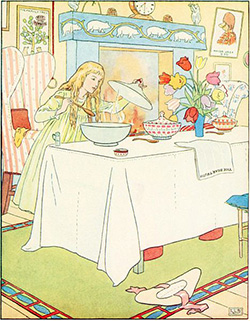 Goldilocks eating porridge