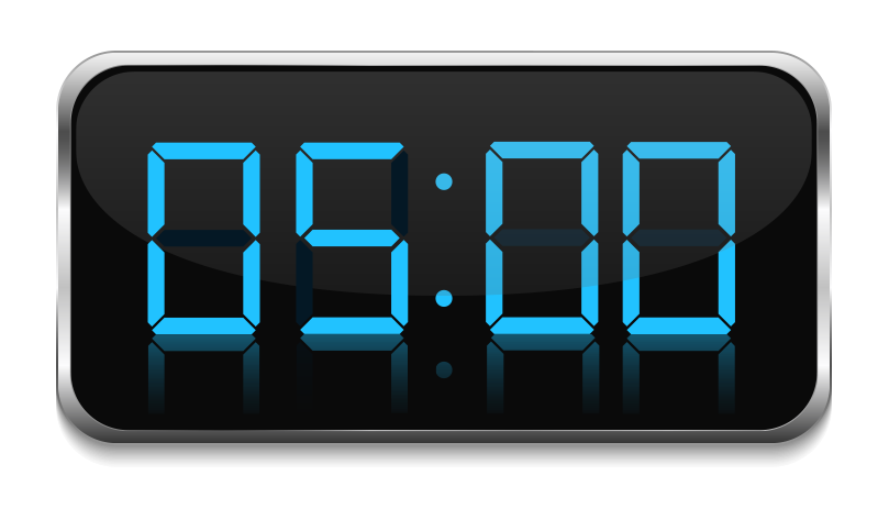 analog clock set to 5:00