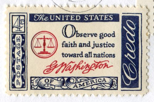 USA- CIRCA 1960: Postage stamp United States of America shows a Quotation from Washington