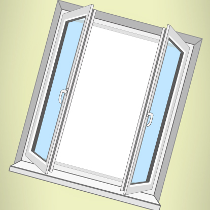 Slightly larger window with blue glass.