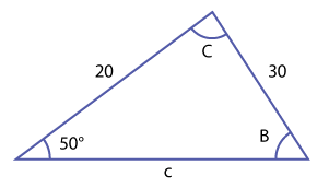  triangle with a 50° angle, 20 and 30 side.