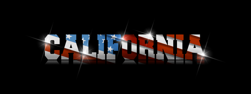 California with American Flag inside of letters.