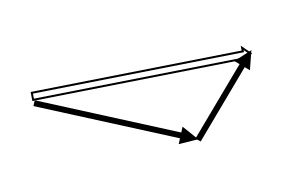 two vectors at an angle to the horizontal being added graphically