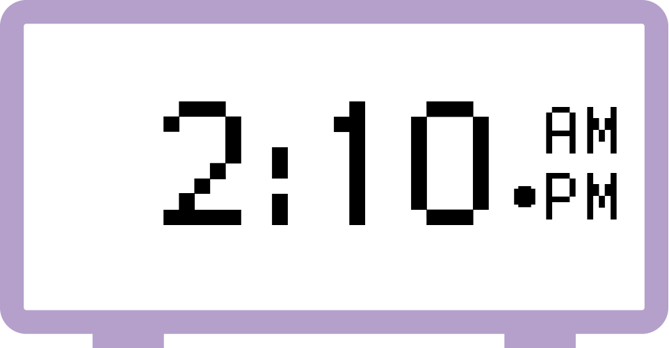 digital clock displaying 2:10 p.m.