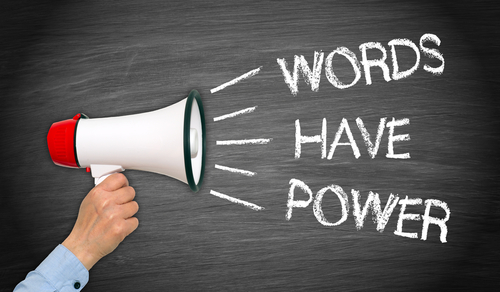 Words have Power Megaphone with Hand