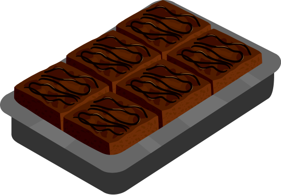 Pan of brownies with 6 brownies and 0 empty spots.