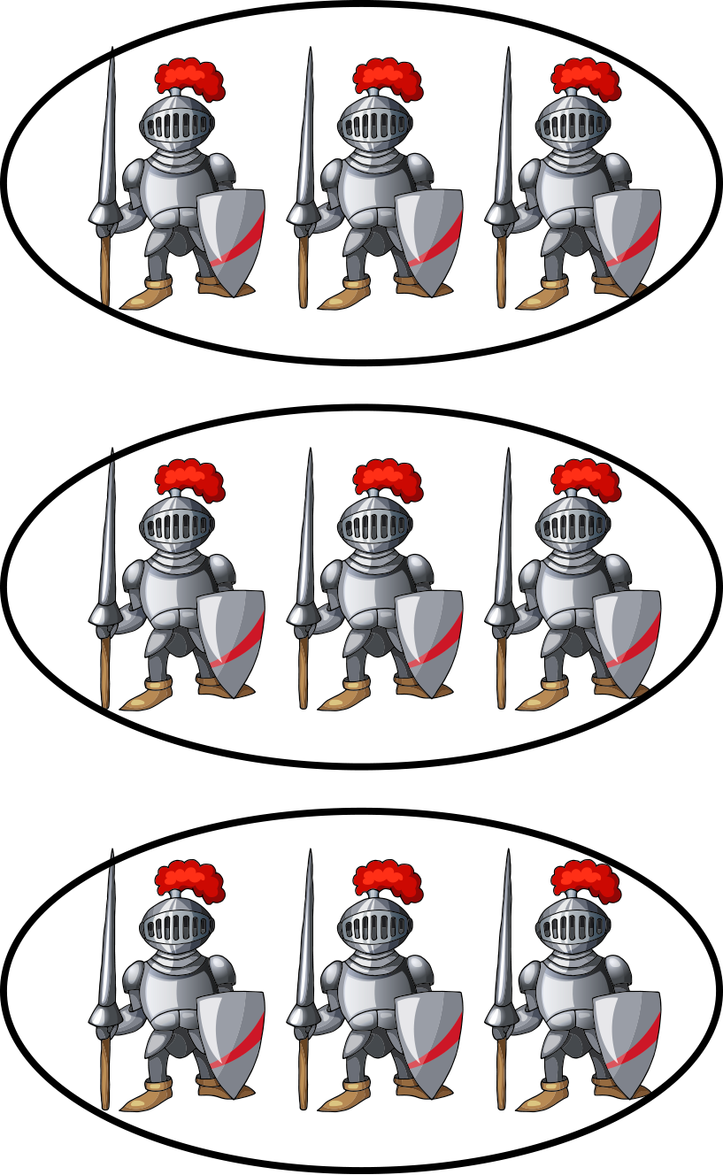 three groups of three