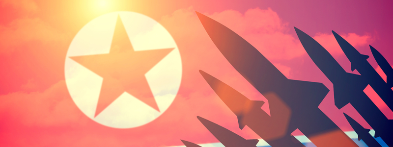 North Korean flag with missles