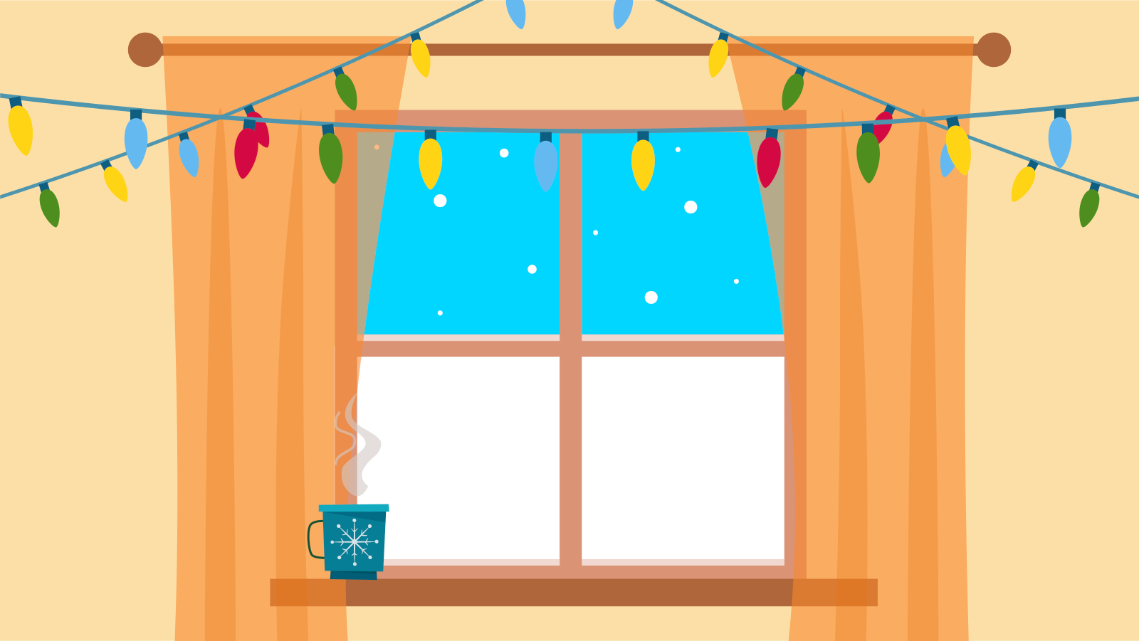 Snow falling outside of window