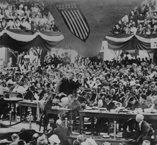 Theodore Roosevelt addresses the Progressive National Convention on August 6, 1912.