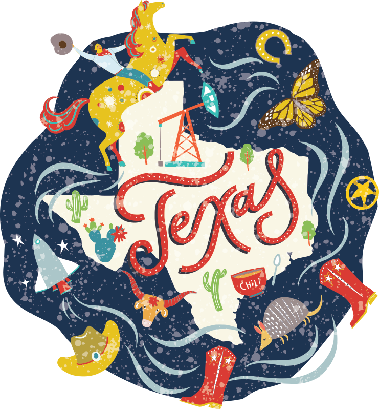 cartoon outline of Texas