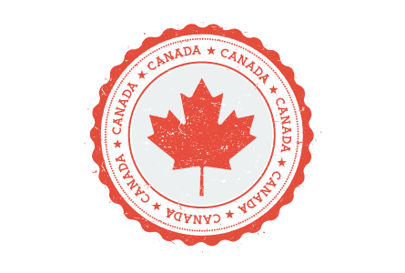 Grunge rubber stamp with Canada flag.